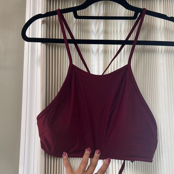 Burgundy Strappy Crop Top Bathing suit - Picture 1 of 2